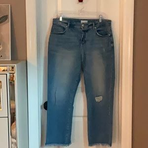 LOFT Straight Crop Distressed Jeans
